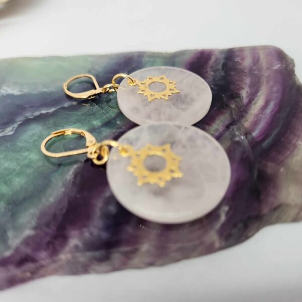 boucle d'oreille Quartz Rose Lithothérapie
