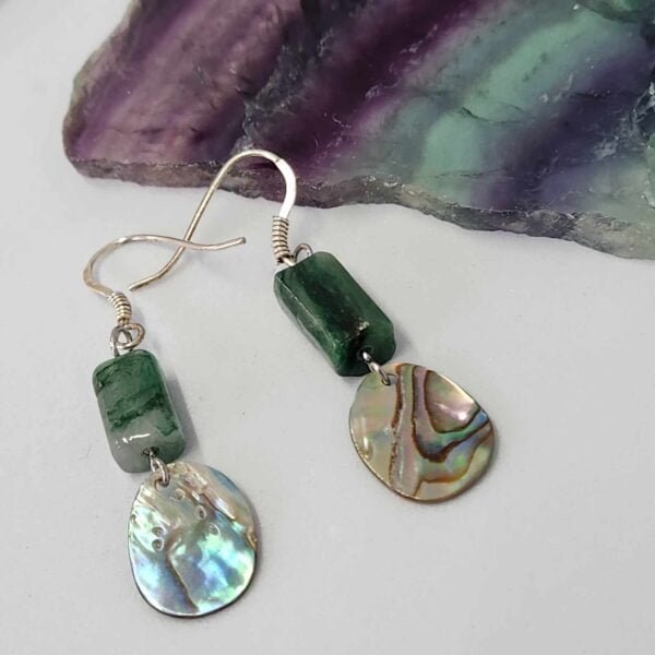 boucle d'oreilles nacre émeraude lithothérapie
