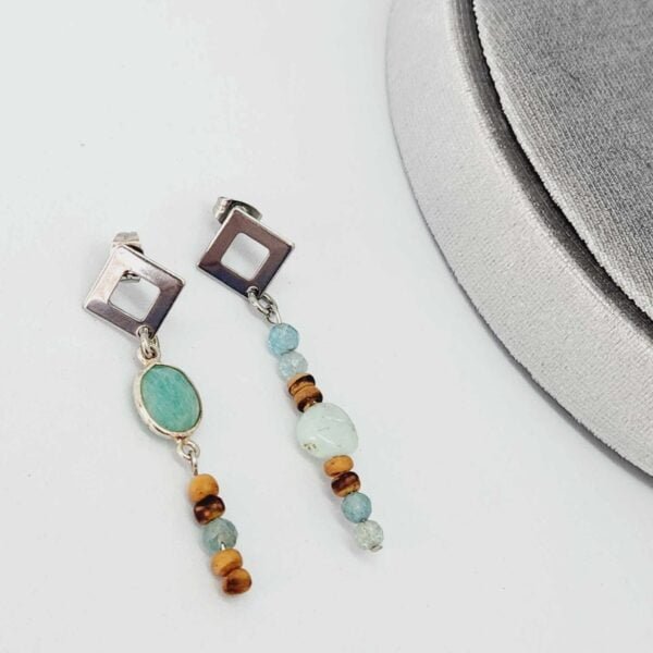 boucle d'oreilles losange amazonite