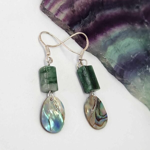 boucle d'oreilles nacre émeraude lithothérapie