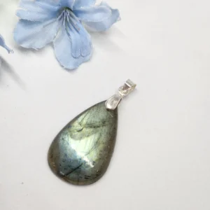 pendentif labradorite goutte gris vert