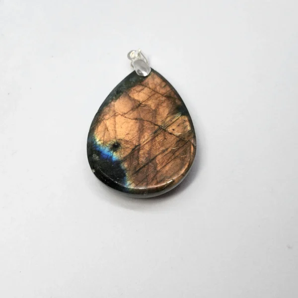 pendentif labradorite goutte orange arrière