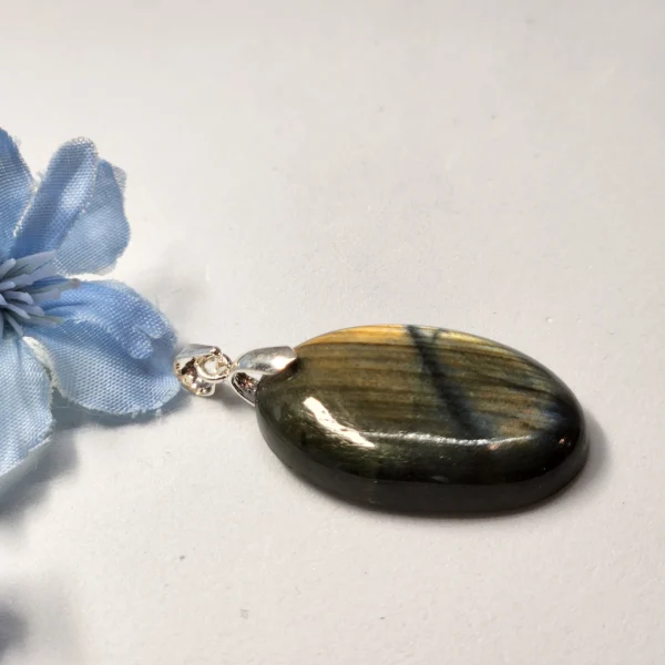 pendentif labradorite jaune rayé coté