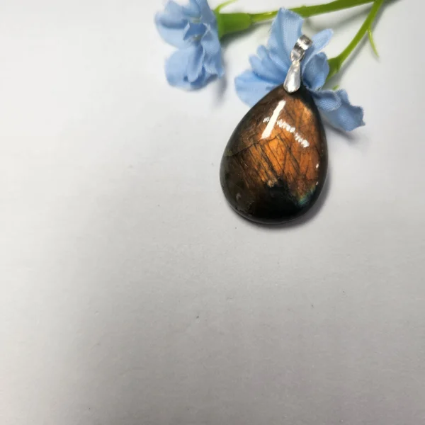 pendentif orange goutte labradorite