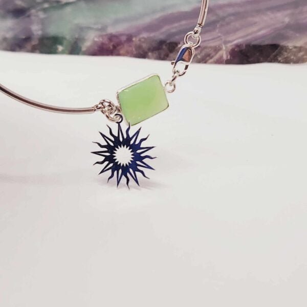 bracelet acier chrysoprase soleil