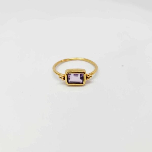 bague améthyste rectangle doré