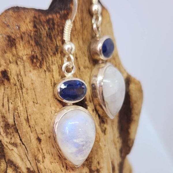 Boucles d'oreilles Péristérite - Cyanite