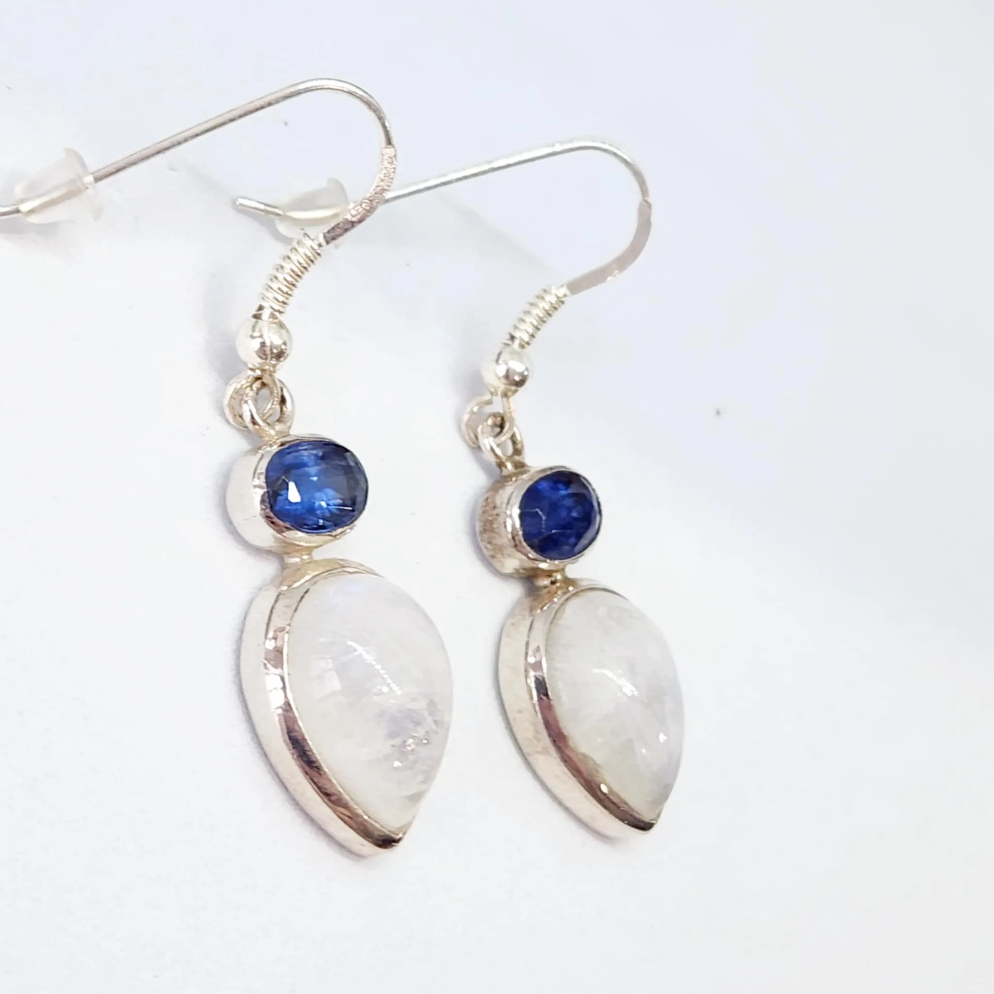 Boucles d'oreilles Péristérite - Cyanite
