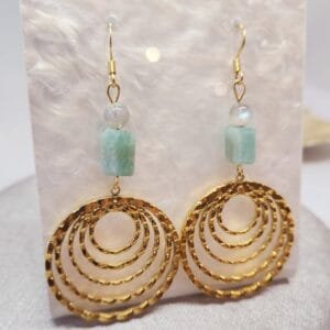 Boucles d'oreilles dorées Amazonite