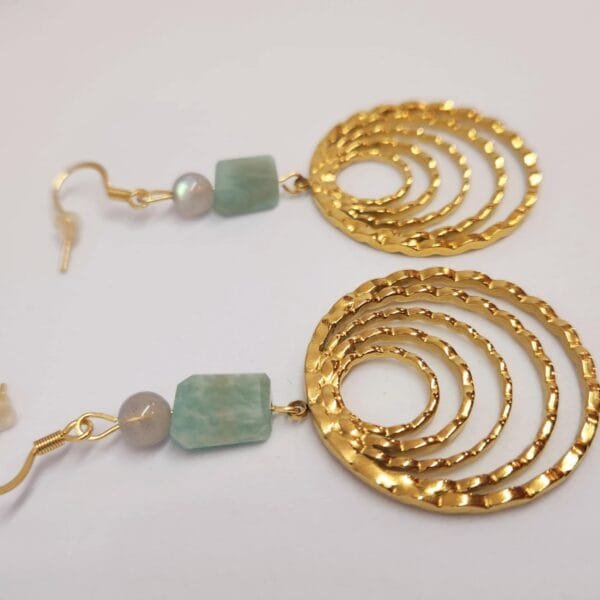 Boucles d'oreilles dorées Amazonite