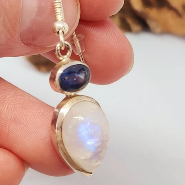 Boucles d'oreilles Péristérite - Cyanite