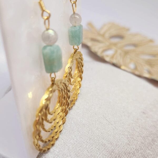 Boucles d'oreilles dorées Amazonite